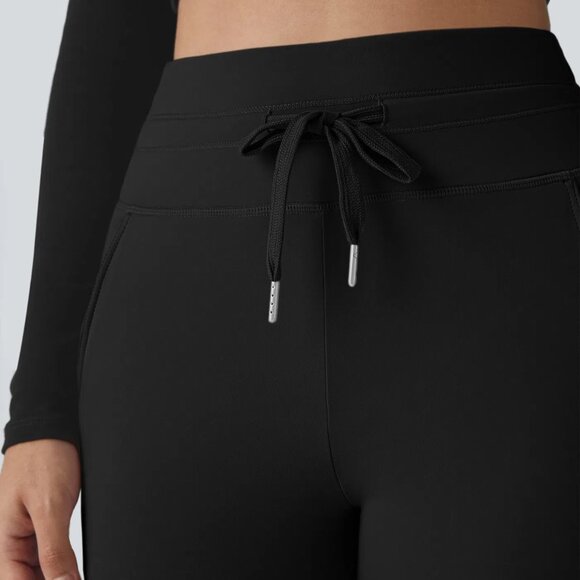 Halara Softlyzero Plush High Waisted Drawstring Plain Full Length Joggers Black - Picture 4 of 10